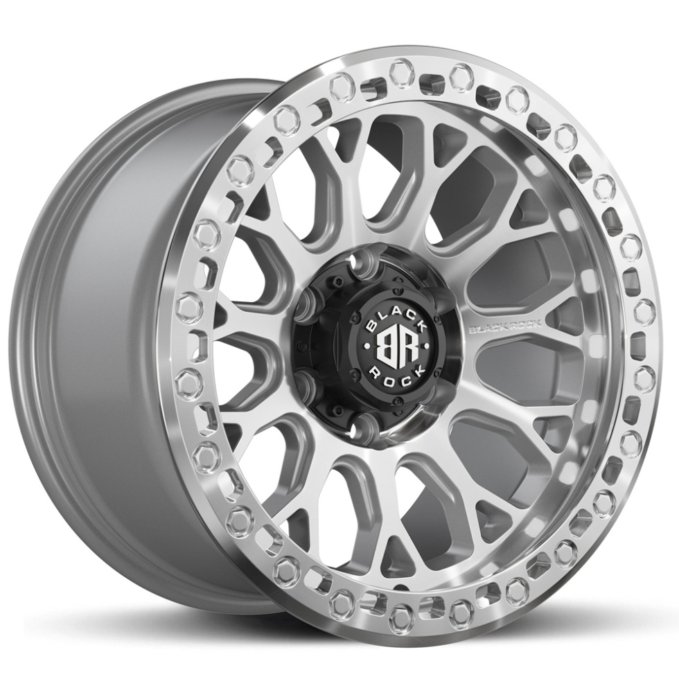 Black Rock Spider Silver Machined | 4x4 Rims For Truck And 4WD | NYC Wheels