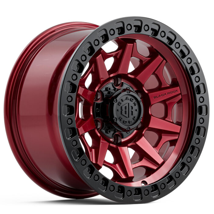 Black Rock Cage Illusion Red Black Ring
